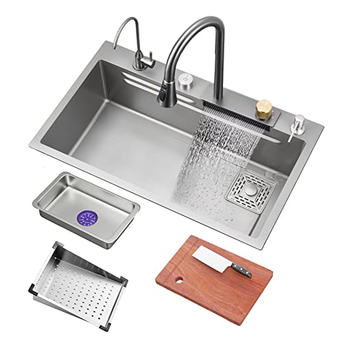 Évier de cuisine en acier inoxydable 304 évier utilitaire cascade avec douchette - 2