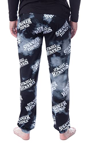 Mad Engine Stranger Things Mens' Logo Toss Print Tie Dye Sleep Pajama Jogger Pants (Xl) Black #TOP1