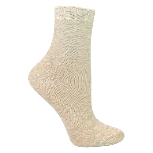 STEVEN - Kids Seamless Socks Sensory Issues | Organic Cotton Soft Comfort for Childrens Sensitive Feet (4-6 Years, Light Beige)