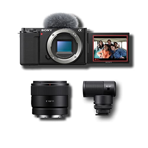 Image of Sony Alpha ZV-E10 - APS-C Interchangeable Lens Mirrorless Vlog Camera & Content Creator Kit Black