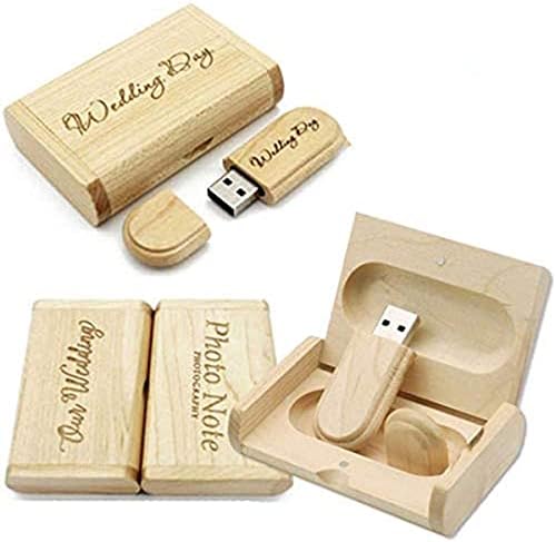 Customize Personalised Laser Engraved Solid Wooden USB Flash Drive USB Box Wedding Photo Memory Storage Disk,Wedding ceremony,Company customization,Personal gift (8G, walnut)