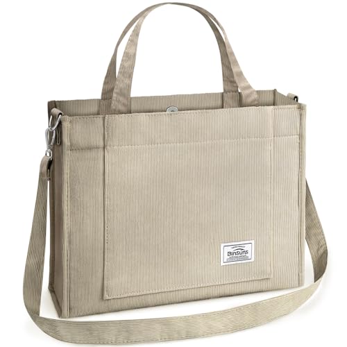 Image of Corduroy Tote Bag for Women Small Satchel Bag Mini Tote Bag Aesthetic Crossbody Handbag - School Work Travel Shopping