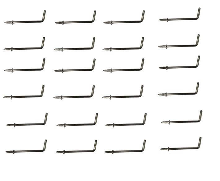 Q1 Beads 24 Peices 2 inch Steel Display Hooks Wall Mount for Multipurpose Hanging in Shop,Home, Counter Display Self Screw in (Chrome)-image-20