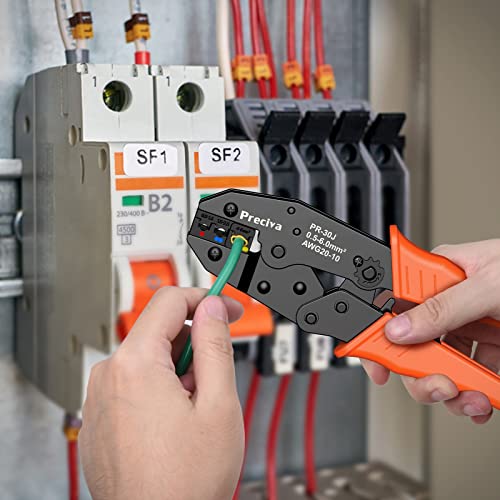 Insulated Wire Terminal Crimping Tool Kit, Preciva 0.5-6mm² Ratchet Crimper Plier, Cable Lug Pliers Electrician Crimp Toolkit with 350 Insulated Butt Bullet Spade Ring Connectors - Image 6
