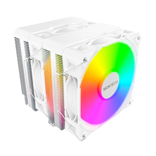 Image of MONTECH NX600 ARGB Dual-Tower CPU Air Cooler with 6 Heatpipes & Premium Top Cover | 28mm E28 ARGB Premium Fan | Soldered Copper Base | Superior Heat Dissipation | All Intel & AMD Socket Support |White