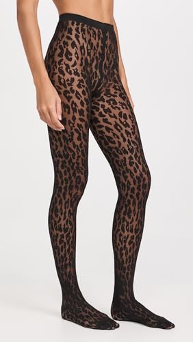 Wolford Damen Gemusterte Strumpfhose Josey Tights,20 DEN,Frauen Struempfe,durchsichtig,gemustert,black/black,M (Medium)