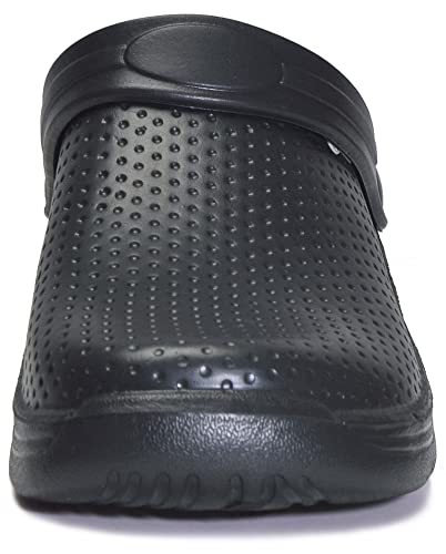 Mens Womens Fur Lined Clogs Winter House Slippers Waterproof Garden Shoes Slip On Home Slipper Non-Slip Mules Shoes Black,6.5 Women/5 Men,Label Size 37 #TOP3