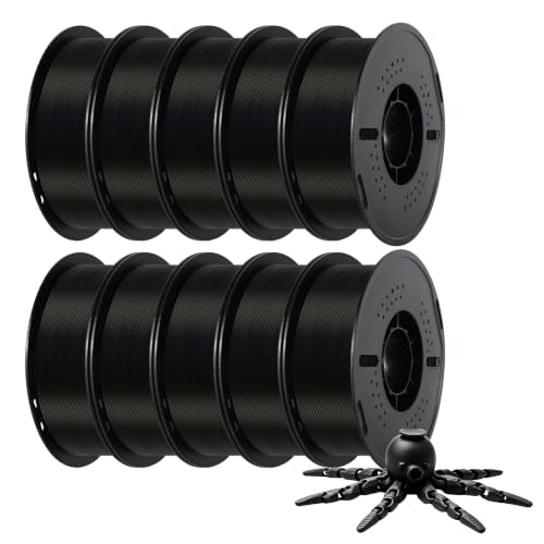 Image of Kingroon PLA 3D Printer Filament,10 Rolls, Dimensional Accuracy + /- 0.02 mm, 10kg Spool(22lbs), 1.75 mm，Black