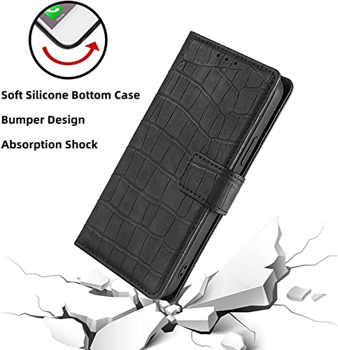 Housse iPhone 14 Plus effet crocodile aspect cuir noir de style chic et élégant