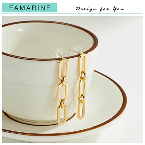 FAMARINE Gold Silver Chain Earrings Drop Dangle Earrings for Women 5