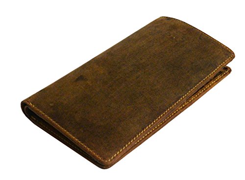 Visconti 724 Hunter Distressed Brown Leather Tall Bi-fold Wallet for Home, Business, or Travel 7"x 4"x 1" (Oil Tan)3