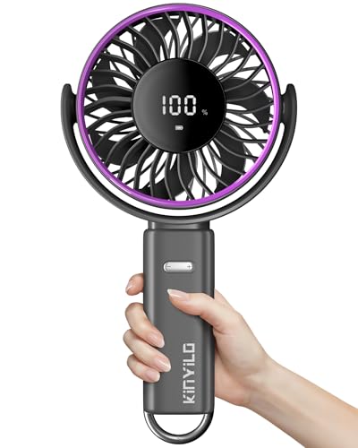 KinYiLO Ultra Large Handheld Fan 6.5 Inch Strong Airflow Portable Hand Fan 6000mAh Battery Personal Fan with 100 Speed 5-30 Hours Cooling Time 135 Foldable for Travel Outdoor Concerts (Grey)