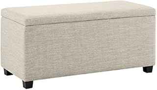 Amazon Basics Upholstered Storage Ottoman and Entryway Bench, 90 cm Wide, Beige