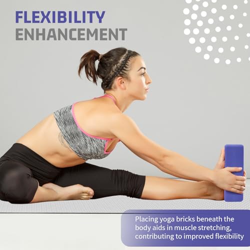 Yoga Blocks 4 Pack - Premium EVA Foam Bricks for Pilates Workout, Stretching, Meditation - Yoga Brick for Flexibility, Balance, Spine Strength, Non-slip and Lightweight