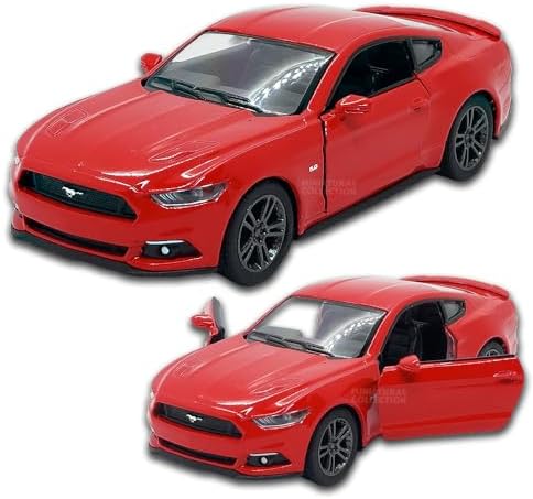 Miniatura de carro Ford Mustang Gt 2015 13 Cm, Em Metal, abertura de portas laterais, rodinhas em borracha com fricção, Carrinho de ferro em miniatura colecionável (Vermelho)