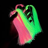 Tigofly 4 Packs/lot 1/32' 0.7mm Width UV Pink Chartreuse Luminous Glow in The Dark Flashabou Tinsel Pike Bass Streamers Fly Tying Materials (Assorted)