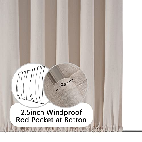 (2 Panels)Voday Weather-Resistant Outdoor Indoor Patio Curtains - Faux Linen Grommet Top 54X95 Inch Noise Reducing Home Outside Curtains - Window Treatment Curtain Panels For Pavilion Porch Yard Cabin #TOP6