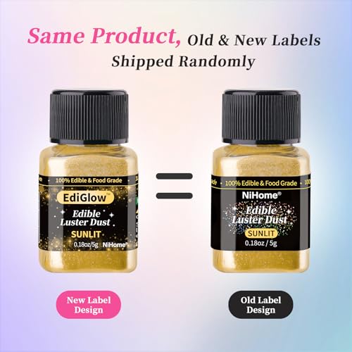 NiHome Edible Luster Dust Glitter Powder Metallic Food Decorating Sprinkle Glimmery Brew Dust for Drink Wine Beverage Cake Dessert Home Bakery Restaurant Vegan Allergen-Free (Light Pink, 5g/0.18oz)