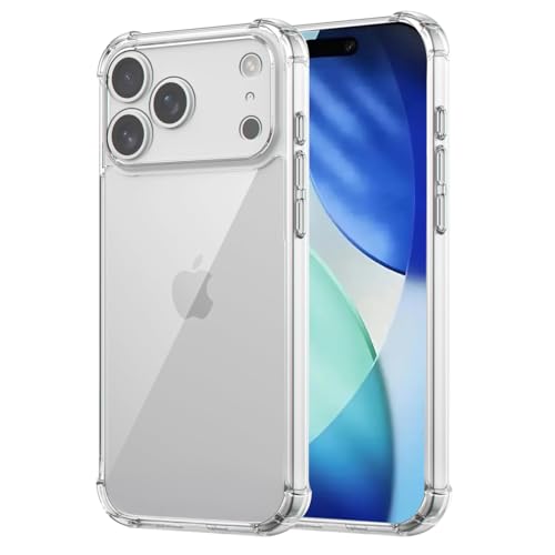 Image of Fashionury 3D Raised Transparent Crystal Clear Back Cover for iPhone 17 Pro | Shockproof Design | Anti-Slip Grip | Camera Protection | 360 Degree Protection Mobile Case