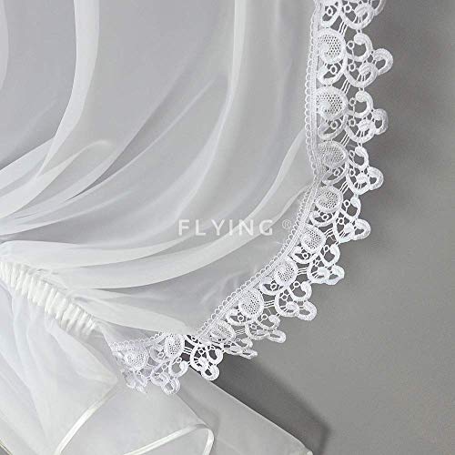 FKL DESIGN Home Deco LB-11-A Balcony Curtain, Beautiful Ready-Made Curtain, Voile with Pleated Tape, Ruffle Tape, Short - Image 2