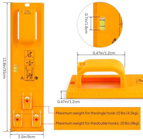 Image of Upgraded Picture Hanging Kit with 20 Hook Sets (Holds 5-30 lbs), Wall Hanger Tool with Bubble Level & Positioning Guide, Frame, Art, Photo Mounting Solution for Drywall, Brick, Wood