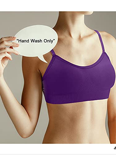 Geyoga 4 Pieces Neck Bralettes Wireless Cami Bra Tank Top Bra Sports Bra For Women Girls (Black, Purple, Blue, White,Small) #TOP1