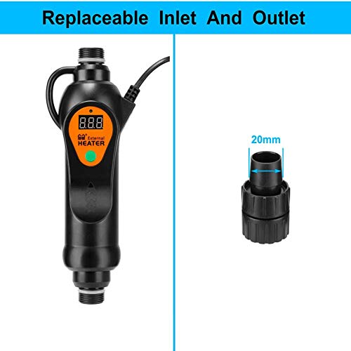 External Aquarium Heater Inline Canister Filter Tank Fish Lcd Display Overheating Protection Adjustable, 12"X 2"X 3.5",500W #TOP5