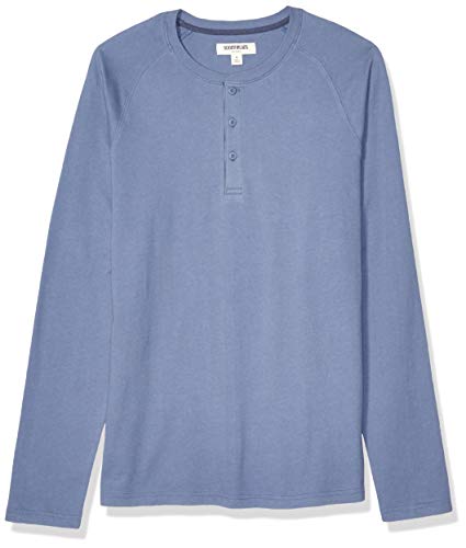 Amazon Brand - Goodthreads Men's Long-Sleeve Sueded Jersey Henley, Denim Blue XX-Large