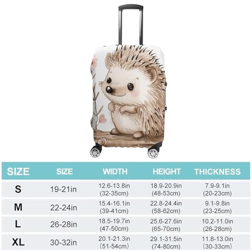 Hedgehog Sitting on Top Luggage Cover, Washable Elastic Suitcase Cover Protector Fit 18-32 Inch Luggage2