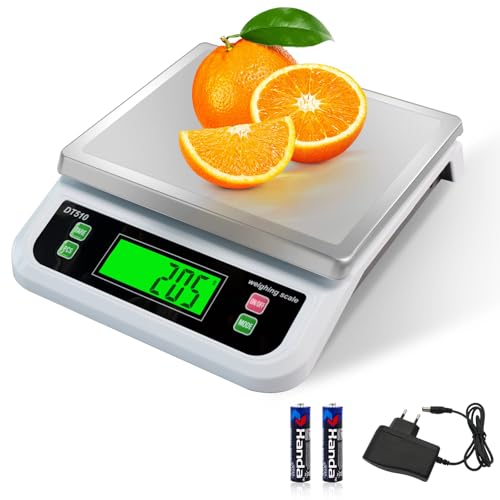 YBVXYV báscula profesional cocina, 40kg/1g báscula de cocina con Pantalla LCD Acero Inoxidable bascula alimentos con Función Tara PCS y g/oz/lb/kg/tl/ct 6 Unidades Para peso fruta bascula panaderia