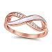 925 Sterling Silver Crisscross Ring Rose Tone Rhodium PL Lab Created White Opal Clear CZ Infinity Knot Ring