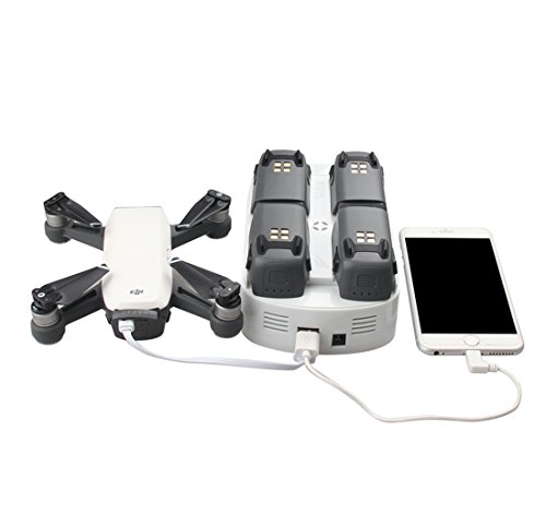 BonFook DJI Spark Charger Set, Intelligent Battery Charger Hub Portable Charger Port Plus Adapter& Data Line (Spark Multi Charger)