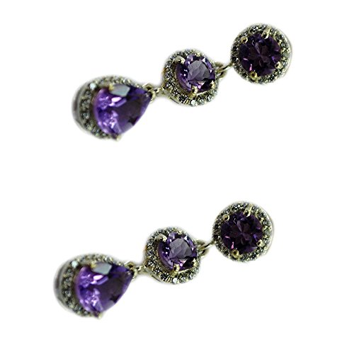 Boucles d'oreilles en améthyste naturelle argent sterling femme forme poire fait main