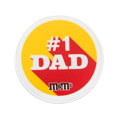 M&M'S Father's Day Chocolate Gift Jar, 12.7oz of M&M'S Chocolate Candies,#34;#1 Dad Design, Yellow, Blue, and Light Blue Candy Blend, Thoughtful Father's Day Present