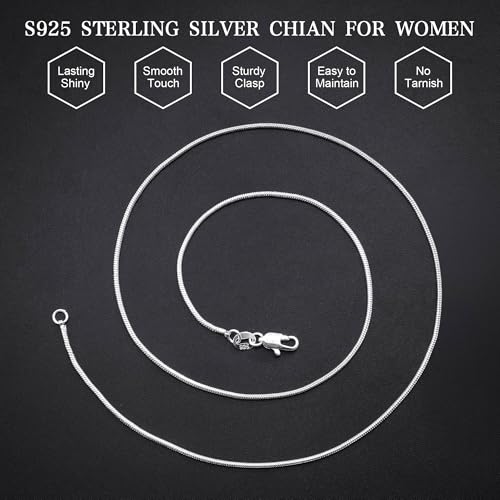 Goldegg Silver Chain for Women, 925 Sterling Silver 1.1mm Snake Chain Diamond Cut Silver Chain Necklace Jewelry for Women Mom Girlfriend(22 Inches) by Goldegg - Used condition - Image 7
