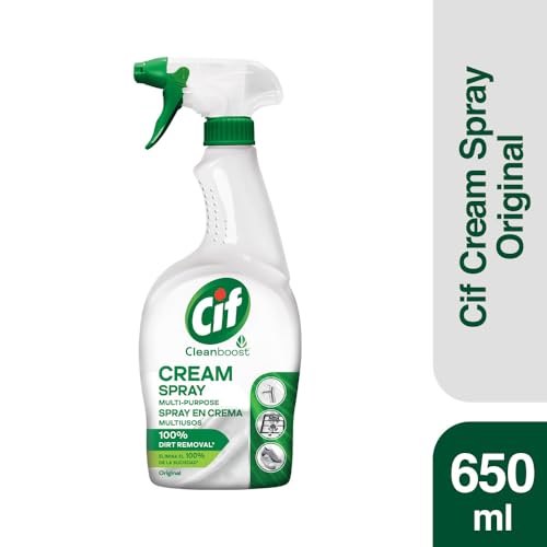 Image of Cif Cleanboost Cream Spray Original Multipurpose Surface Cleaner | 100% Dirt Removal | Tough Stain Cleaning | 650 ML