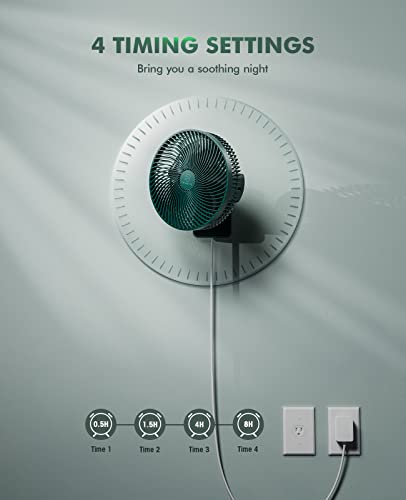 LEMOISTAR 10 Inch Wall Mounted Fan with Remote Control, 90°Oscillating, High Velocity 4 Speeds, Timer, Adjustable Tilt, 70Inch Cord, Ultra Quiet,for Bedroom Garage RV Office Home-Green - Thumbnail 6