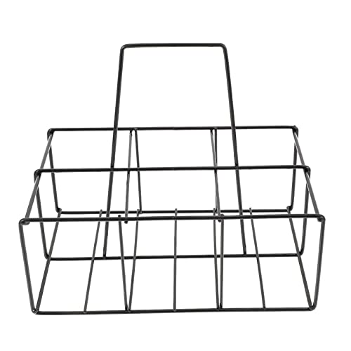 CHICAMPERA Soporte para Cesta De Cerveza De Bar Metálico Negro 6 Compartimentos Asa Portátil para Almacenar Botellas De Leche y Cerveza Uso Doméstico y Restaurante