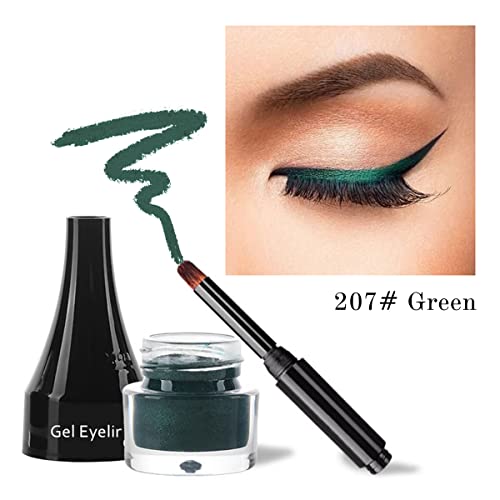 Lsxia 2-In-1 Gel Eyeliner Set, Tattoo Eyeliner Waterproof Smudge Proof Eyeliner Gel Eye-Liner Pot Cream Eyeliner Tool With Gel Liner Brush, High Pigment Eye Makeup Gel Eye-Liners For Women (Green) #TOP2