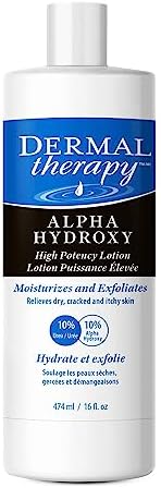 Dermal Therapy Alpha Hydroxy High Potency Lotion - Moisturizing and Exfoliating Treatment for Scaly, Flaky, Dry Skin | 10% Urea and 10% Lactic Acid | 16 fl. oz