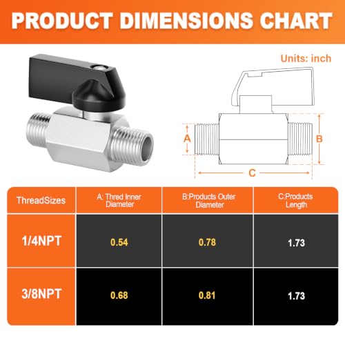 Image of GASHER 3PCS 1 /4 inchMNPT Nickel Plated Brass Mini Ball Valve | 1 /4 Inch Male x 1 /4 Inch Male Thread Shut Off Valve for Regulate Flow