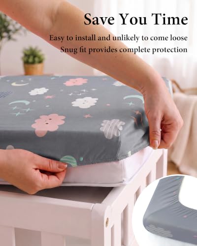 Image of Yoofoss 2-Pack Diaper Changing Pad Cover for Boys Girls 32x16 (Grey+Cloud)