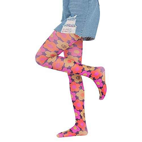 Ladies Summer Autumn Long Stockings, Girls Creative Heart/Floral/Cloud/Plaid Printing Tight Leggings Elastic Render Pants3