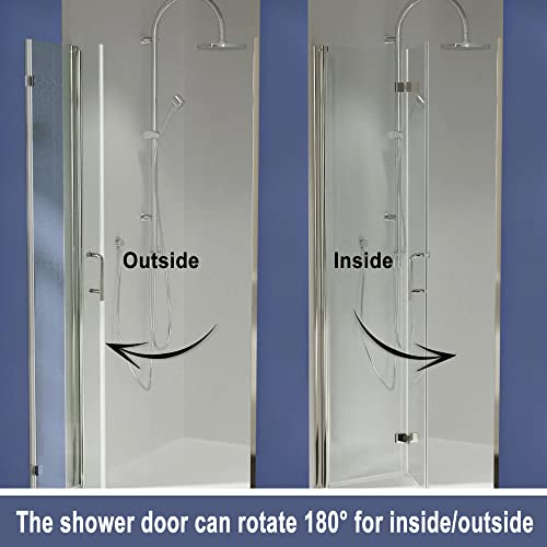 Grogro Bifold Shower Door,36-37.5 "W X 72 "H Frameless Glass Shower Door,1/4 In Thick Clear Tempered Glass,Brushed Nickel Finish Shower Door, Shower Doors Can Be Installed Left Or Right #TOP6
