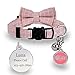 Personalized Breakaway Cat Kitten Collars with ID Tag Bell Bow Tie,Safety Quick Release Kitty Collars for Girls Boys Cats-Plaid Pattern-Pink