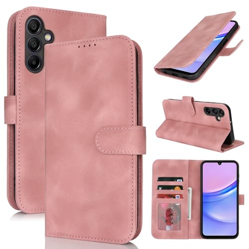 Protection Samsung Galaxy A15 antichoc étui portefeuille rose