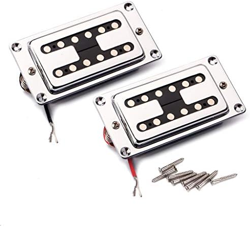 Ogdni Humbucker Guitar Pickup Double Coil Pickup Set H Style Neck and Bridge Pickups Compatible with Les Paul LP Style Electric Guitar Replacement (Chrome)