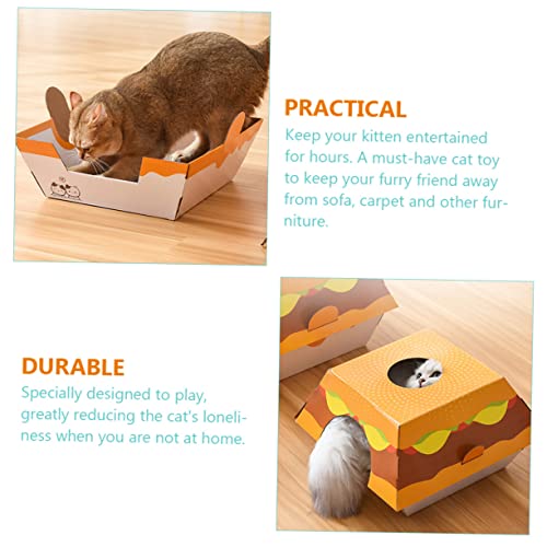 VANZACK 4 Pcs Ninho De Gato De Hambúrguer Placa De Arranhar Brinquedo De Gato Ondulado Arranhador De
