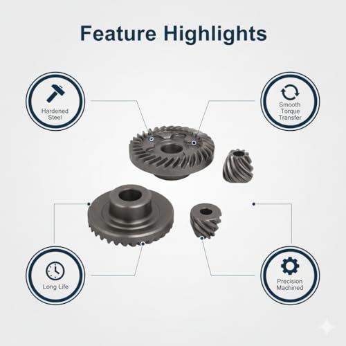 Image of Pioneer Abrasive Spiral Bevel Gear Set for GWS6-100 / GWS600 Angle Grinder | High Strength Replacement Gear Kit | Durable Pinion & Bevel Gears for Power Tools