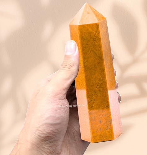 Image of Amazing Gemstone Large Yellow Jasper Crystal Towers ~ Natural Healing Crystal Point Obelisk for Reiki Healing and Crystal Grid (5.5 inch to 6 inch INCH)